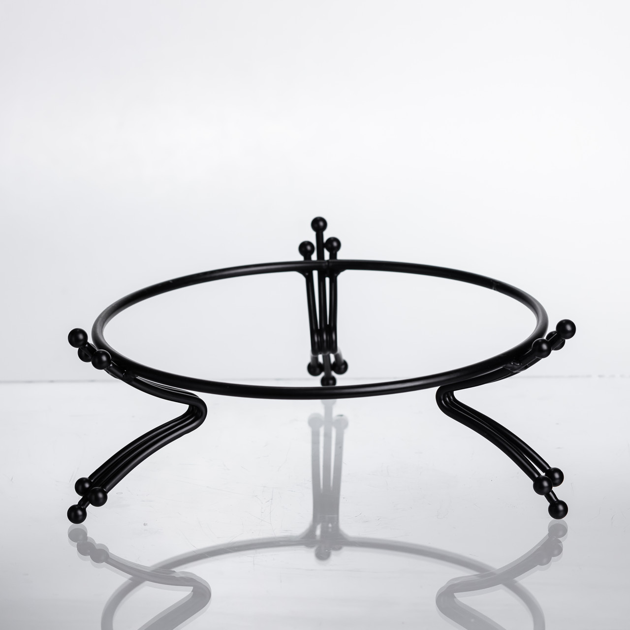 Фруктовниця порцелянова на металевій підставці Ø20 кругла ваза цукерка для фруктів Чорний LB-1570B