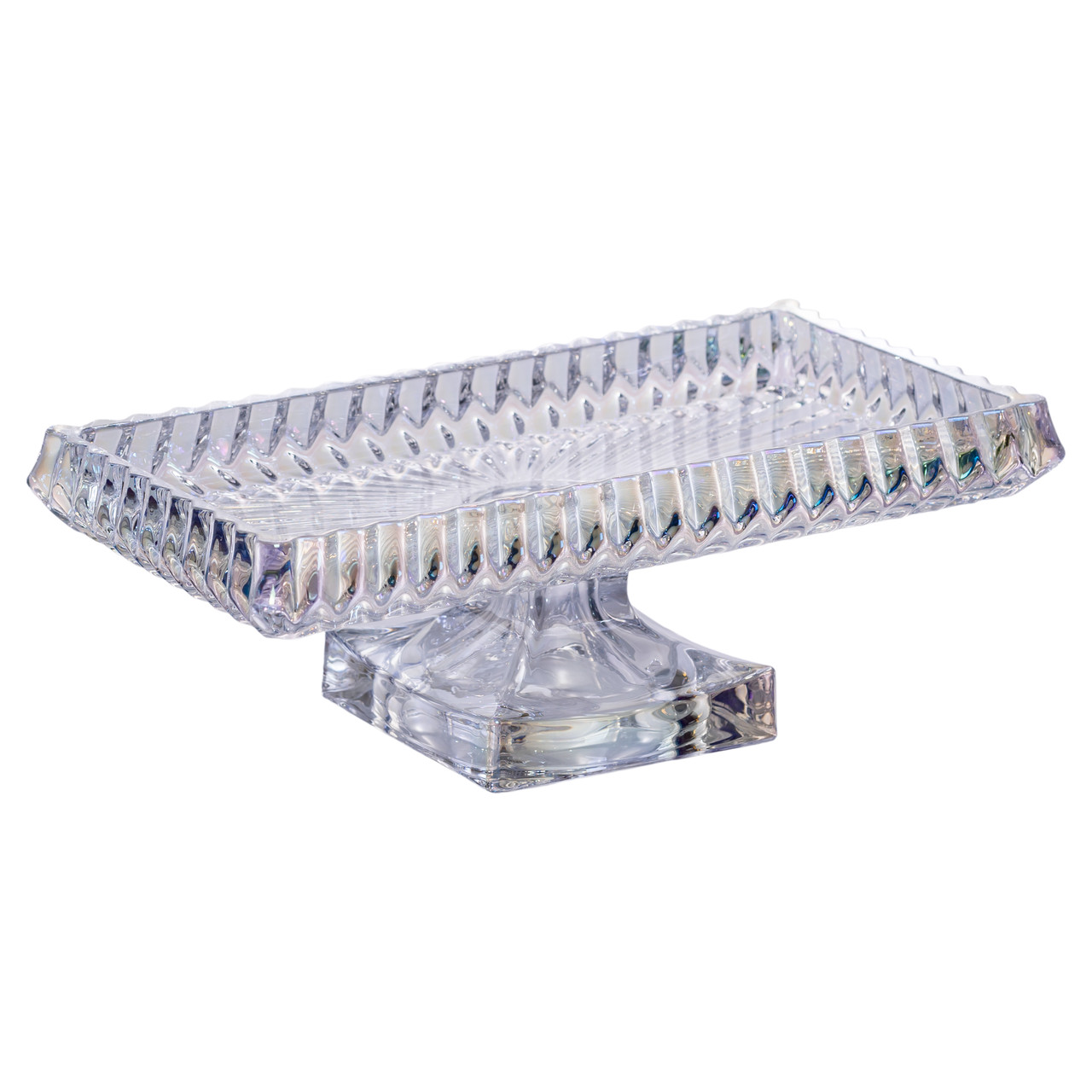 Фруктовниця скляна на ніжці 29х16.5х11 см прямокутна ваза для фруктів цукерниця Прозорий HP-19-151L