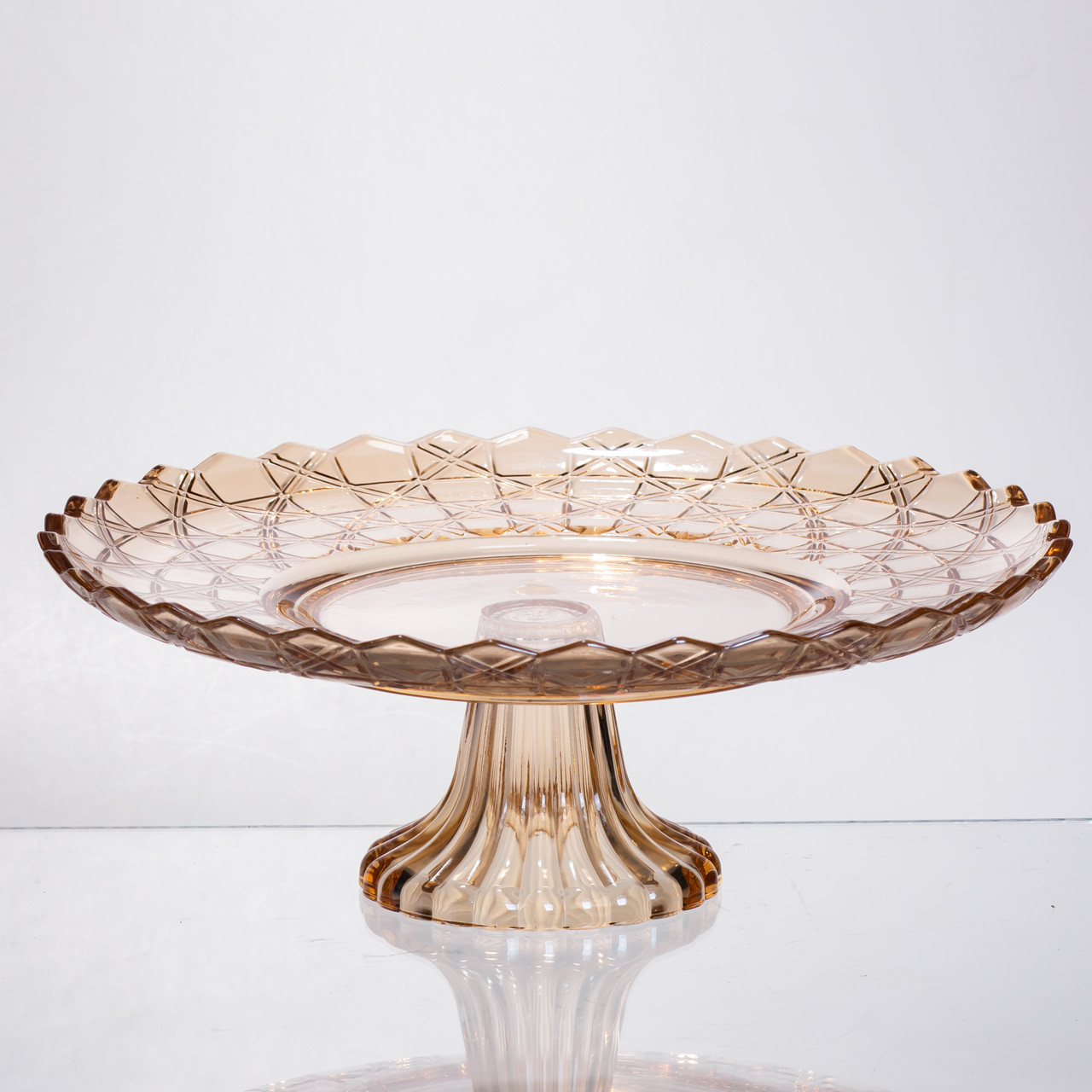 Фруктовниця скляна на ніжці Ø29 (см) кругла ваза цукерниця для фруктів Коричневий 64486-20