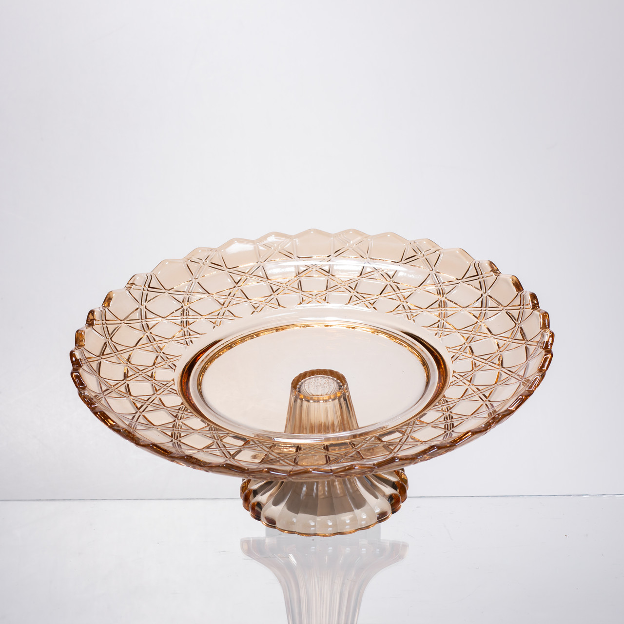 Фруктовниця скляна на ніжці Ø29 (см) кругла ваза цукерниця для фруктів Коричневий 64486-20