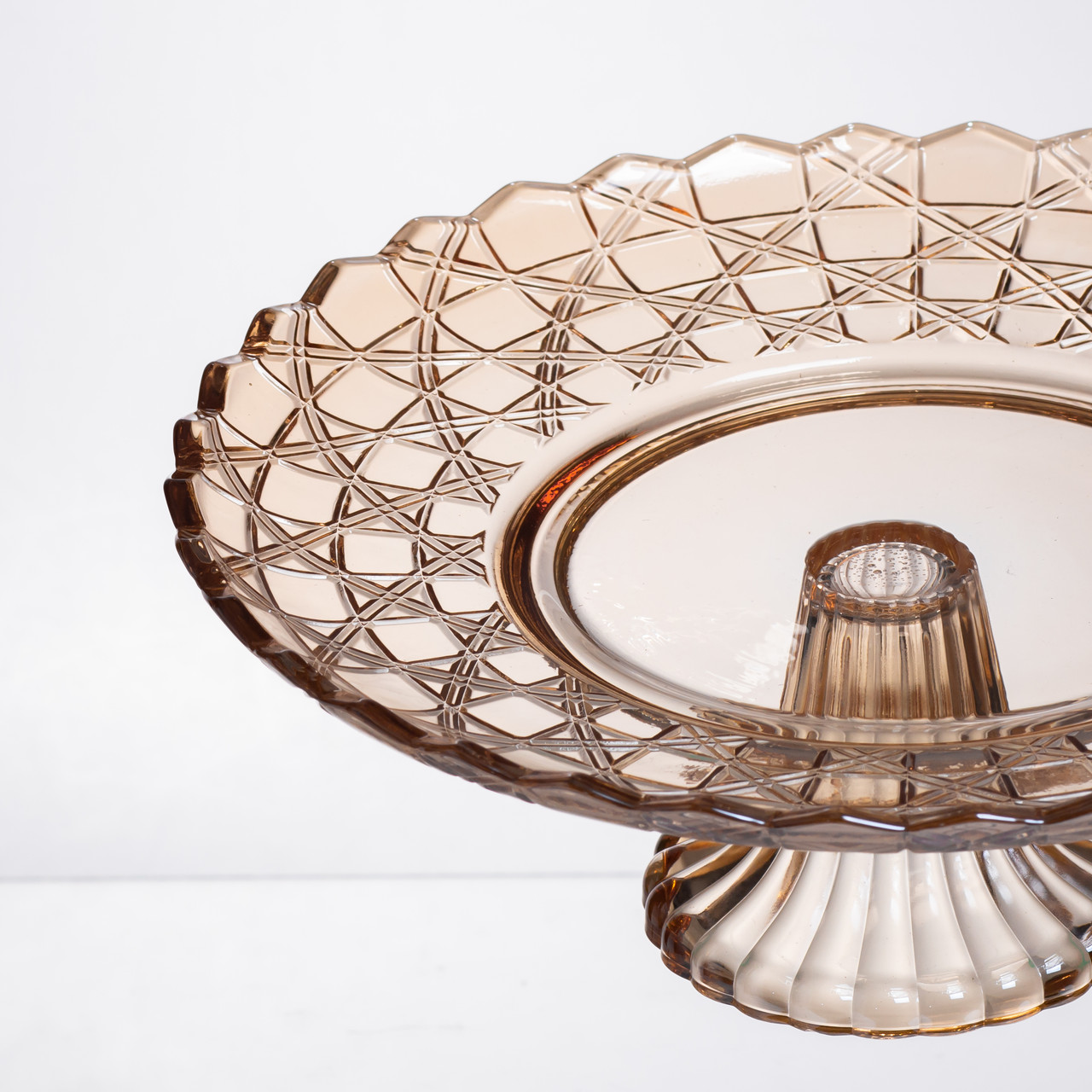 Фруктовниця скляна на ніжці Ø29 (см) кругла ваза цукерниця для фруктів Коричневий 64486-20