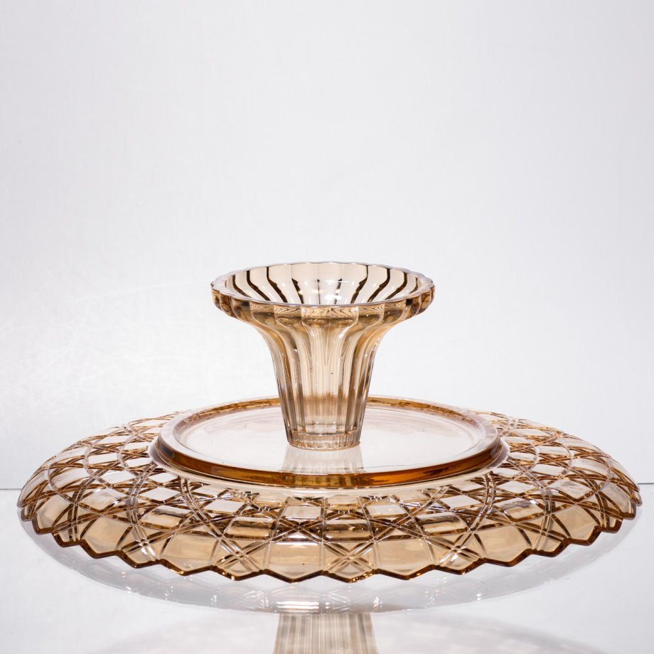 Фруктовниця скляна на ніжці Ø29 (см) кругла ваза цукерниця для фруктів Коричневий 64486-20