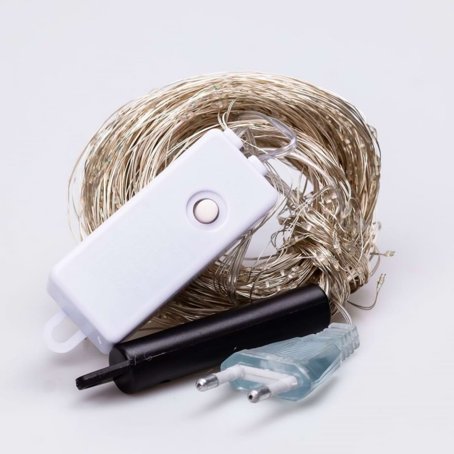 Гірлянда Кінський хвіст 2 м 10 ліній на 200 led лампочок на мідному дроті girlyanda електрична від мережі Жовта