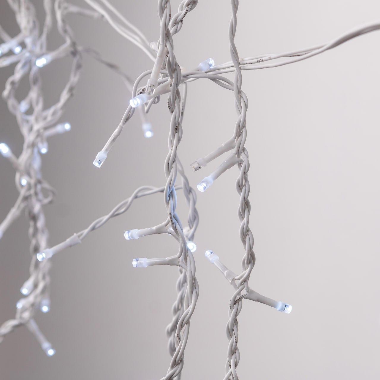 Гірлянда вулична світлодіодна 90 LED 3 метри білий дріт бахрома 18 ниток Білий 3МWW