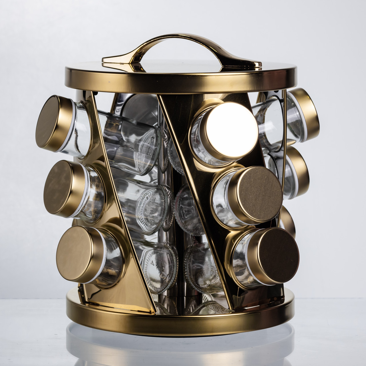 Карусель для спецій 12 баночок по 100 мл, золото HP-1369