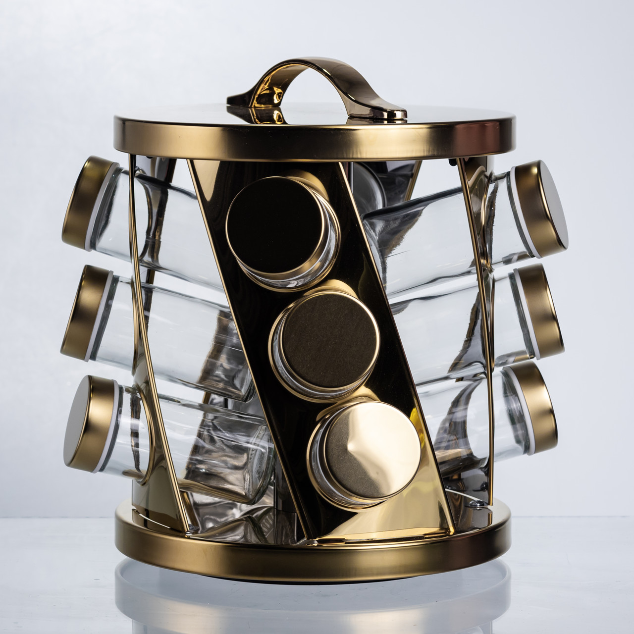 Карусель для спецій 12 баночок по 100 мл, золото HP-1369