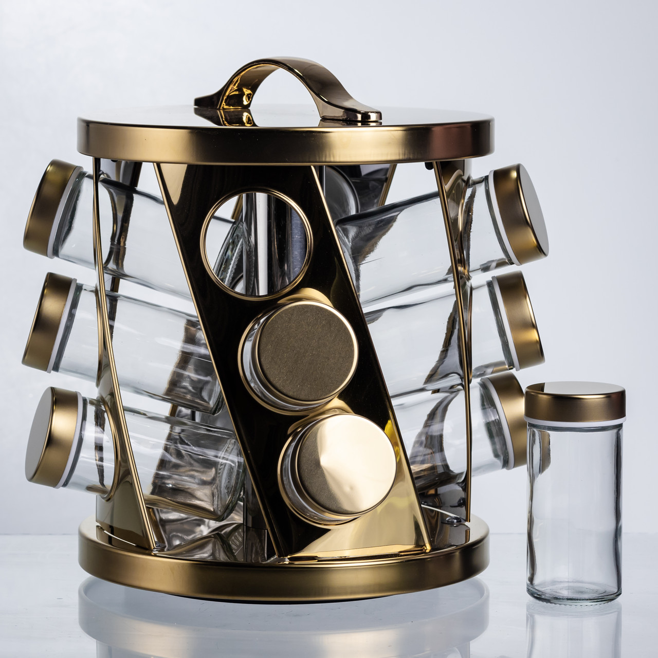 Карусель для спецій 12 баночок по 100 мл, золото HP-1369
