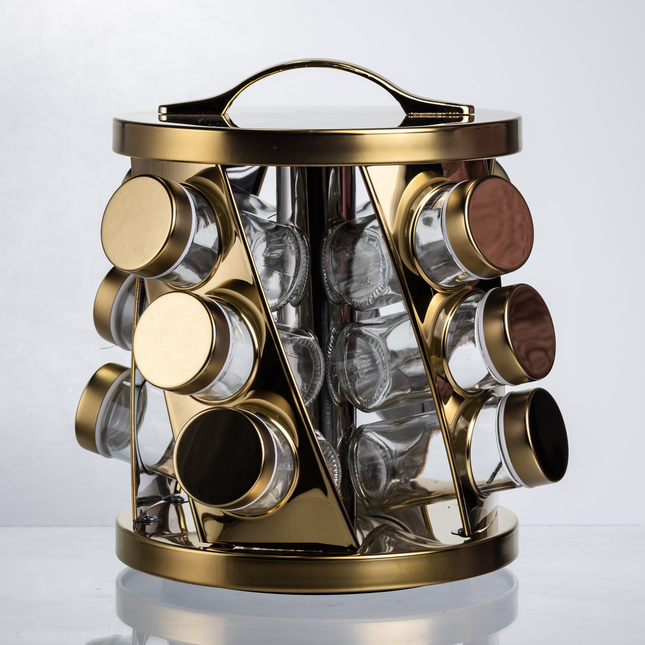Карусель для спецій 12 баночок по 100 мл, золото HP-1369