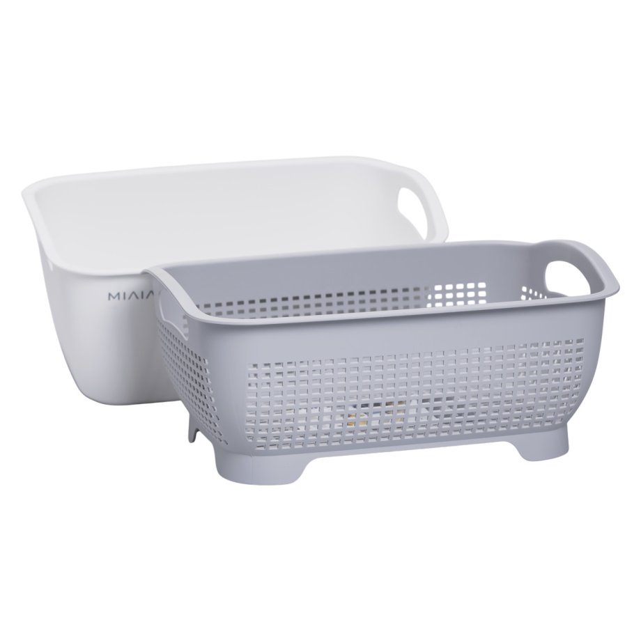 Кошик-друшлак 2 в 1 для миття овочів, фруктів і зелені 29,5×21×11 (см) Білий HP-45-6W