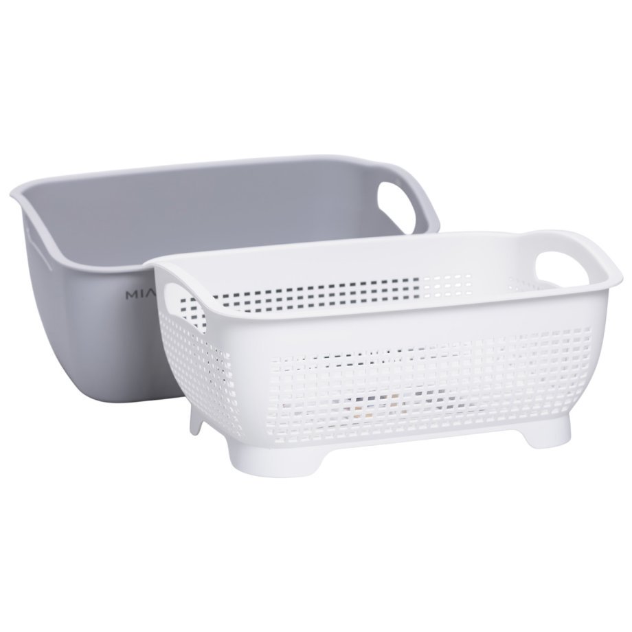 Кошик-друшлак 2 в 1 для миття овочів, фруктів і зелені 32×23×13 (см) Білий HP-45-5W