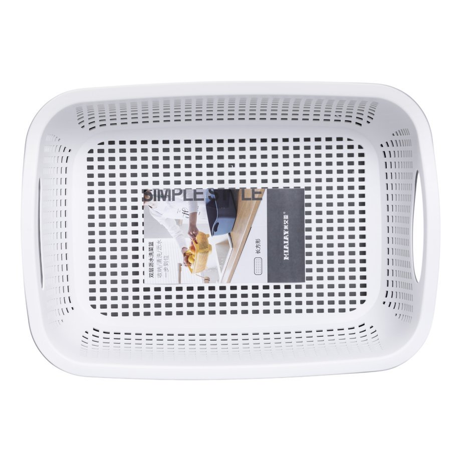 Кошик-друшлак 2 в 1 для миття овочів, фруктів і зелені 32×23×13 (см) Білий HP-45-5W