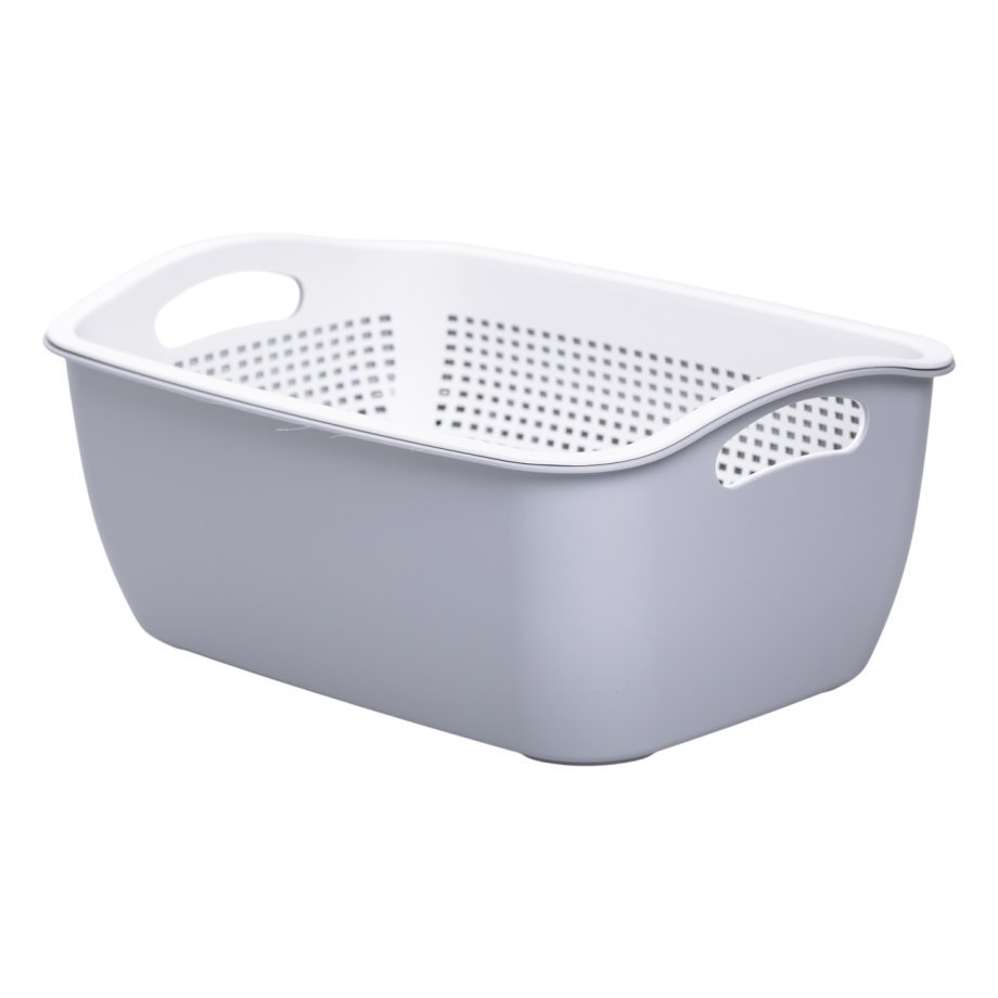 Кошик-друшлак 2 в 1 для миття овочів, фруктів і зелені 32×23×13 (см) Сірий HP-45-5G