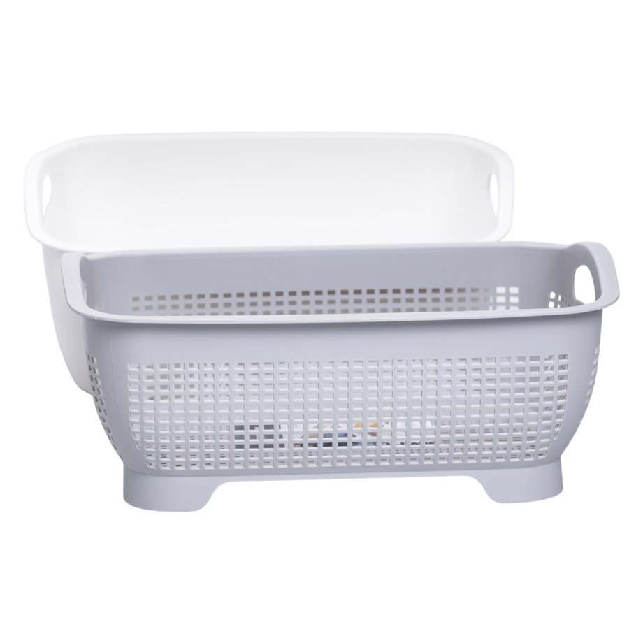 Кошик-друшлак 2 в 1 для миття овочів, фруктів і зелені 29,5×21×11 (см) Сірий HP-45-6G