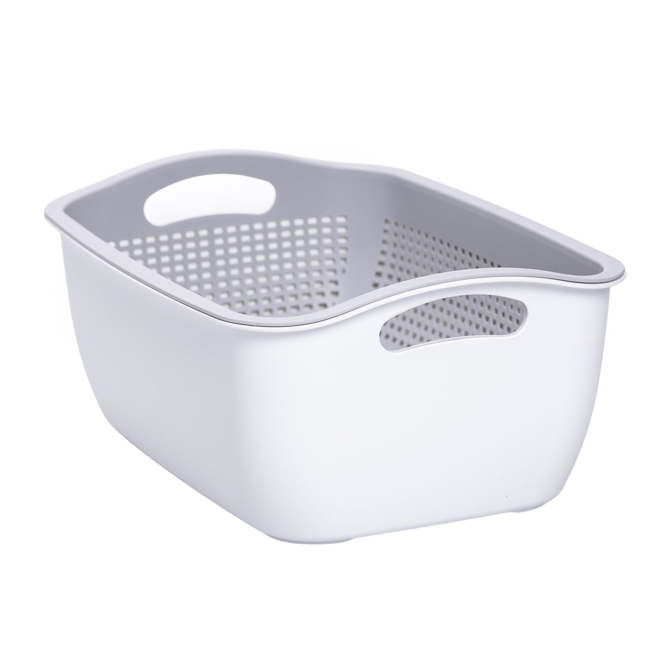 Кошик-друшлак 2 в 1 для миття овочів, фруктів і зелені 29,5×21×11 (см) Сірий HP-45-6G