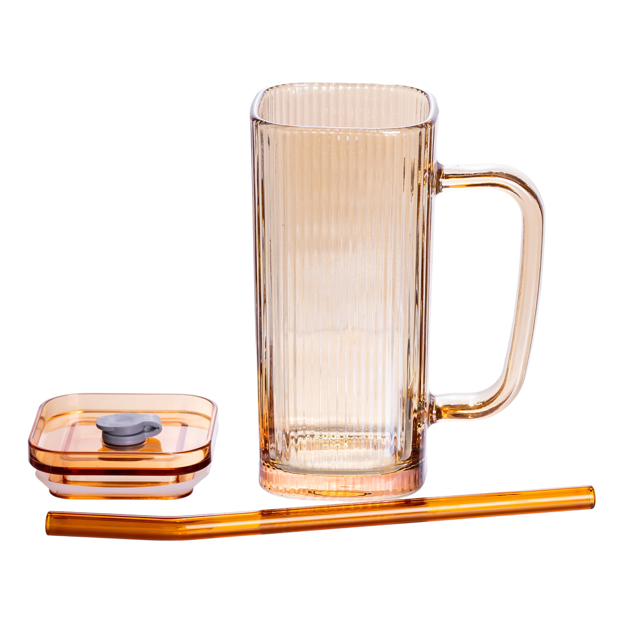 Кружка скляна з кришкою та трубочкою 280 (мл) чашка з трубочкою та кришкою на подарунок HP-19-51