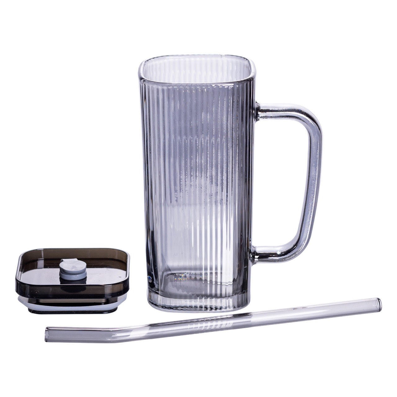 Кружка скляна з кришкою та трубочкою 280 (мл) чашка з трубочкою та кришкою на подарунок HP-19-52