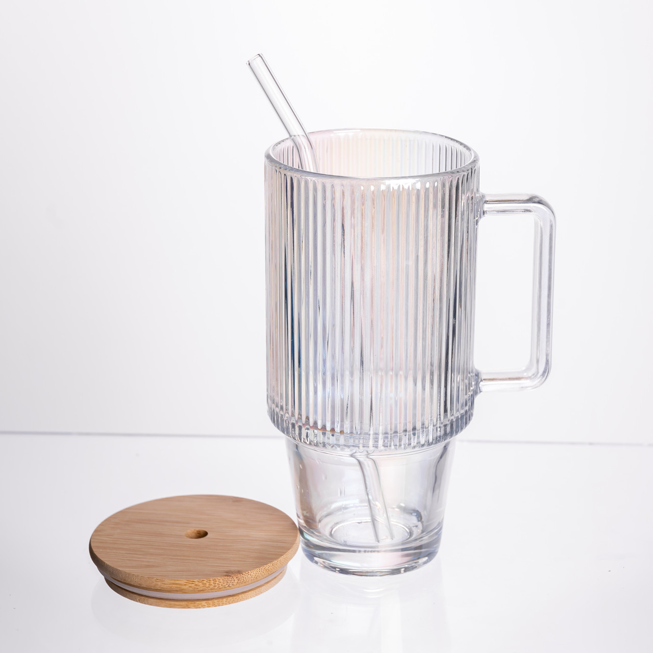 Кружка скляна з кришкою і трубочкою 750 (мл) HP-19-49