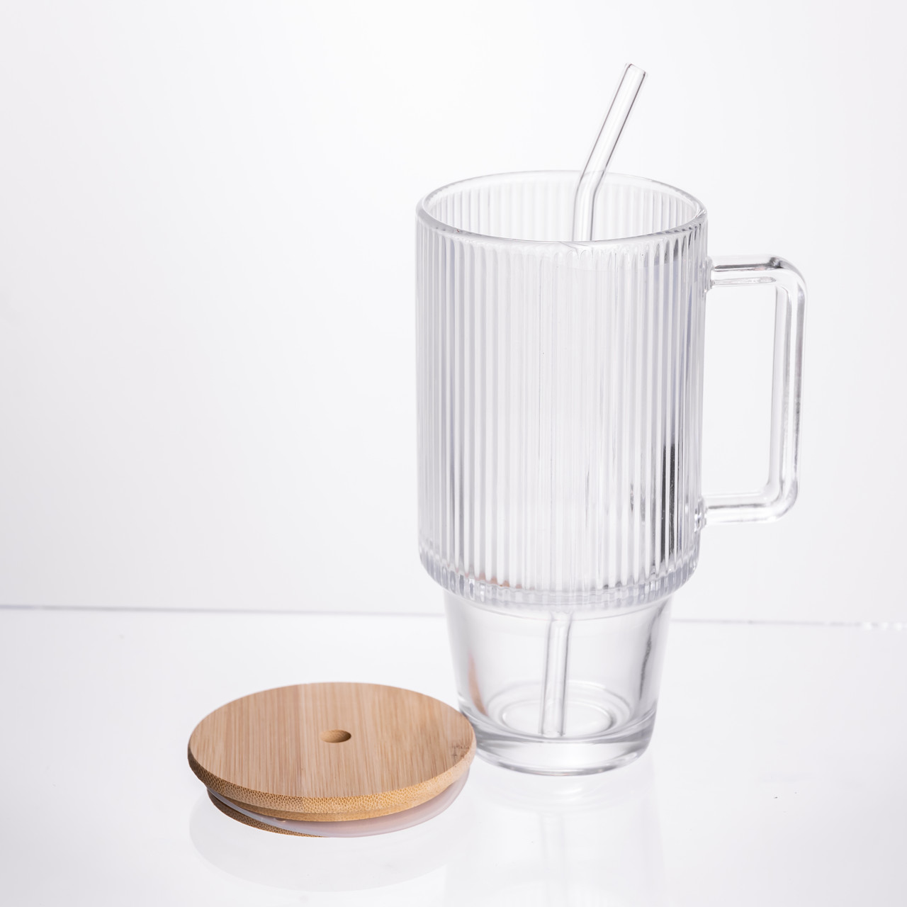 Кружка скляна з кришкою і трубочкою 750 (мл) HP-19-48