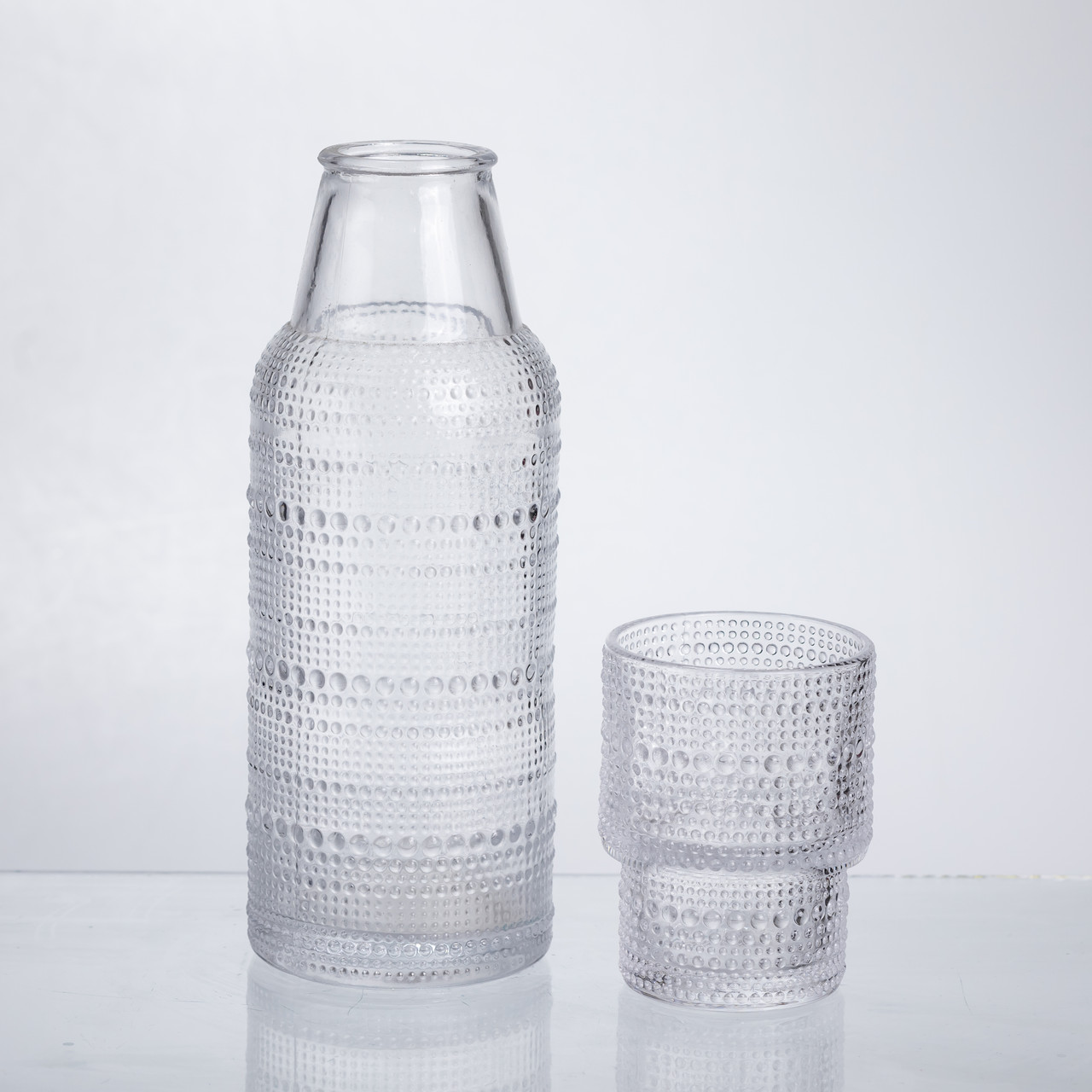 Глечик 700 мл зі склянкою 1 (шт) графин для компоту соку води лимонаду глечик для напоїв Прозорий HP-19-L1