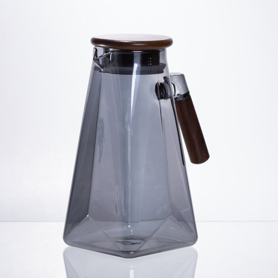 Глечик для напоїв скляний 1.8 л з бамбуковою кришкою 64486-73