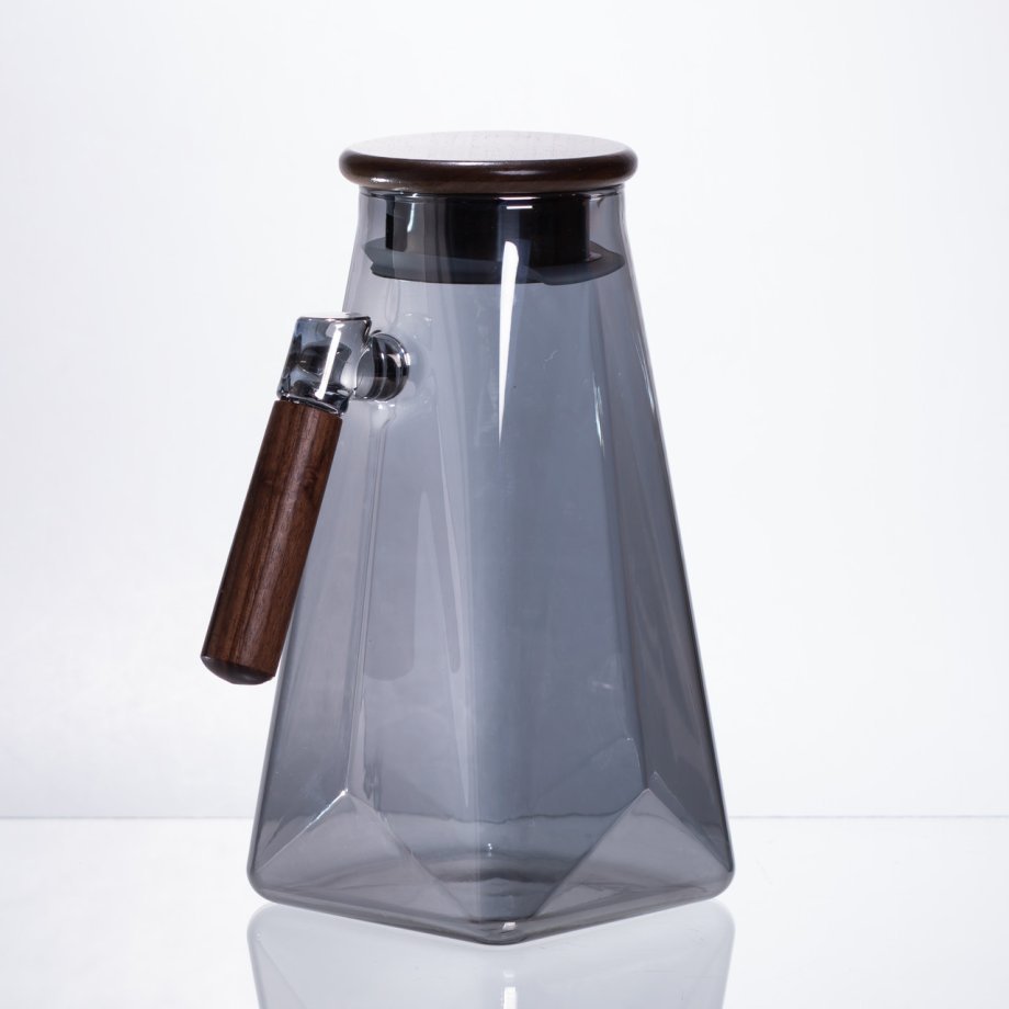 Глечик для напоїв скляний 1.8 л з бамбуковою кришкою 64486-73