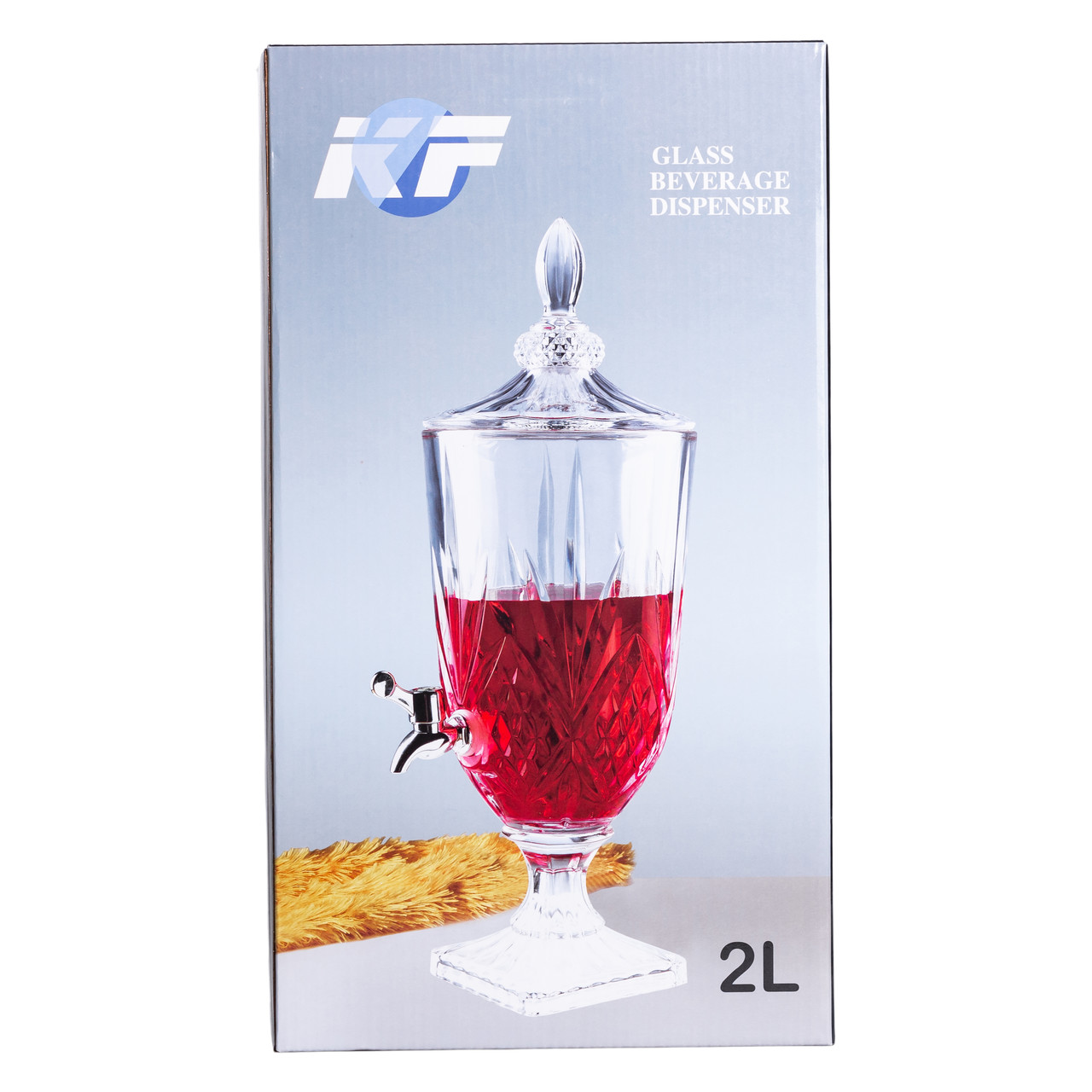 Лимонадниця з краном на ніжці скляна для напоїв 2 л 46 см HP-19-15