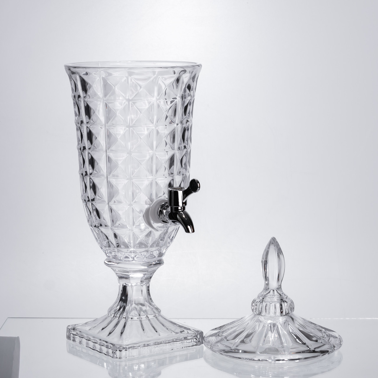 Лимонадниця з краном на підставці скляна 2 л лимонадник 46 см прозорий HP-19-12F