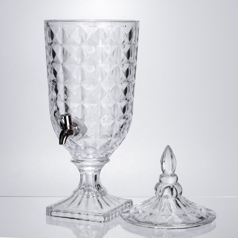 Лимонадниця з краном на підставці скляна 3 л лимонадник 48 см прозорий HP-19-18F