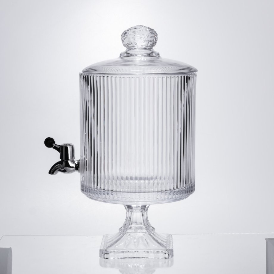 Лимонадниця з краном на підставці скляна 4.5 л лимонадник 39 см прозорий HP-19-3045-6