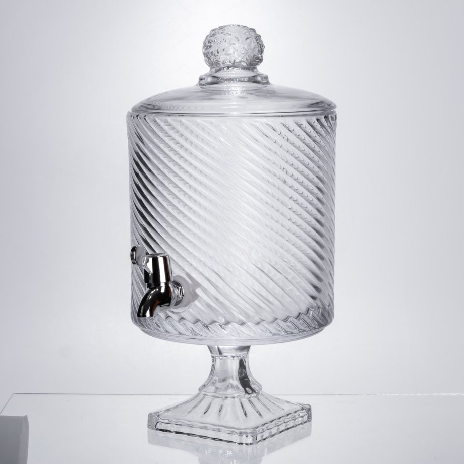 Лимонадниця з краном на підставці скляна 4,5 л прозора HP-19-3045-8