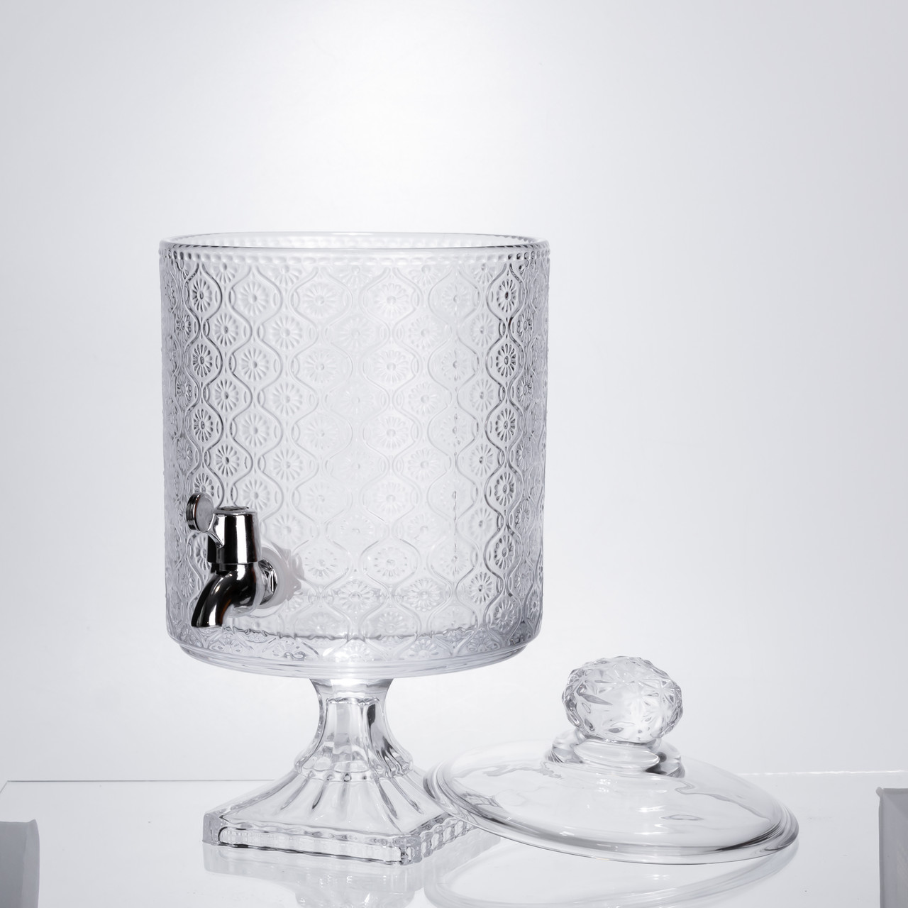 Лимонадниця з краном на підставці скляна 4.5 л лимонадник 39 см прозорий HP-19-3045-7