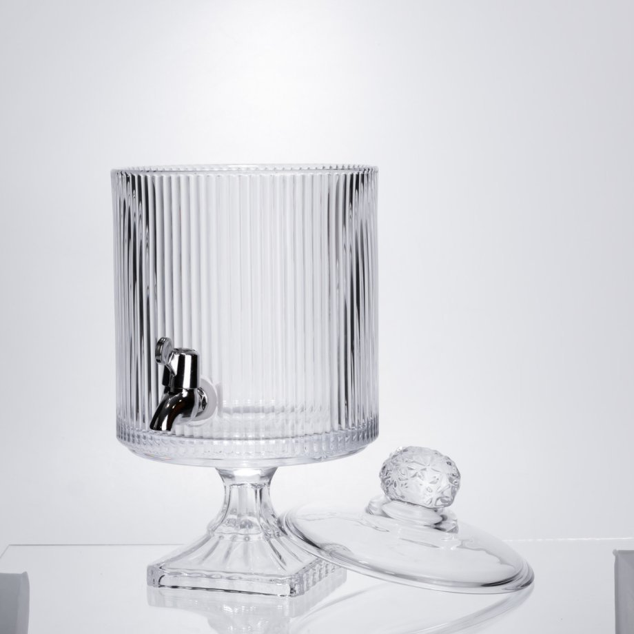 Лимонадниця з краном на підставці скляна 4.5 л лимонадник 39 см прозорий HP-19-3045-6