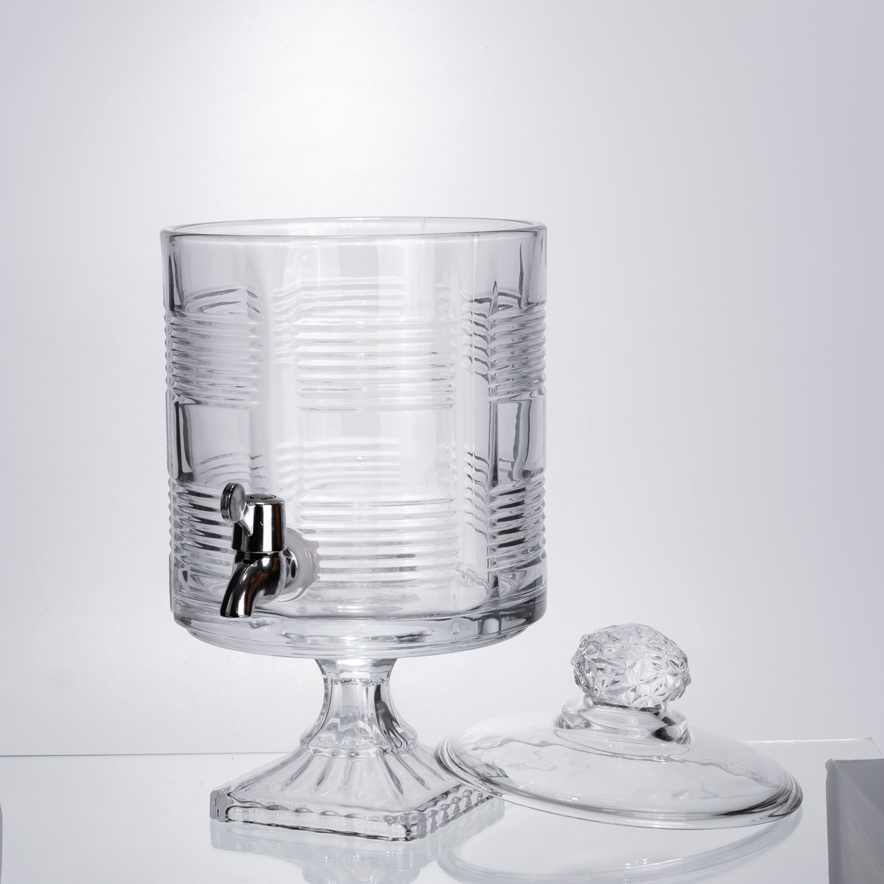 Лимонадниця з краном на підставці скляна 4,5 л прозора HP-19-2