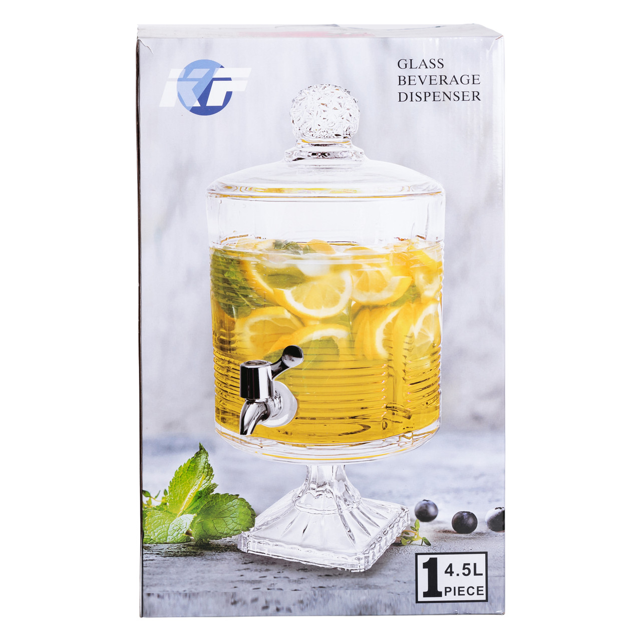 Лимонадниця з краном на підставці скляна 4,5 л HP-19-4