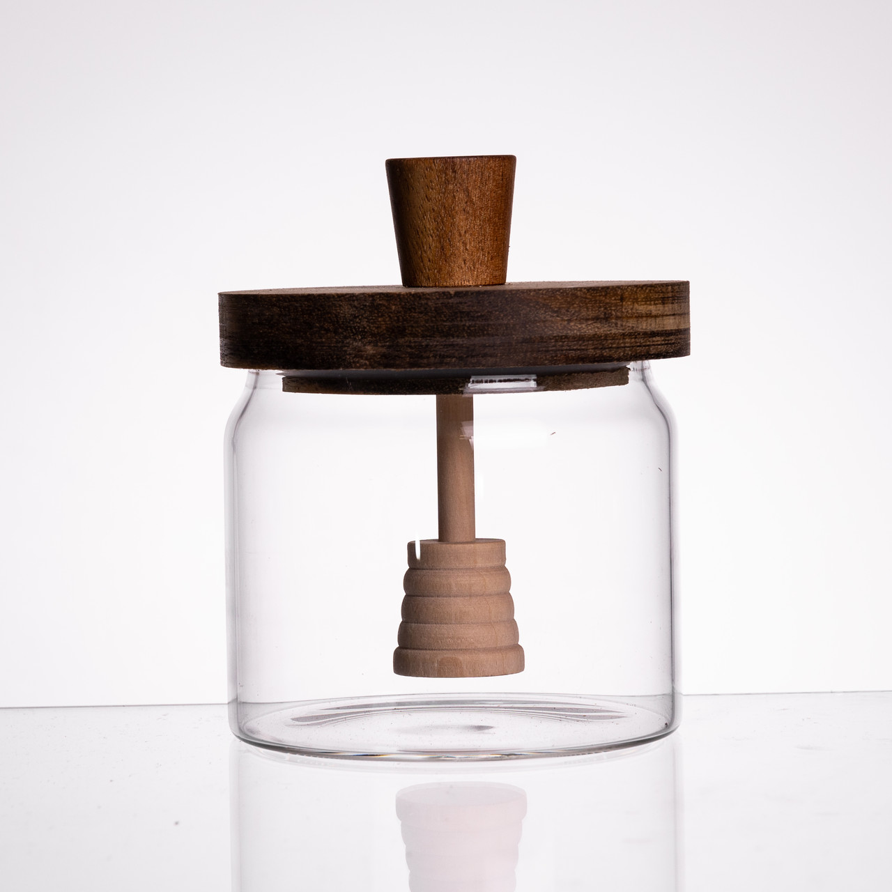 Медовниця скляна з кришкою та ложкою 400 (мл) медовниця баночка для зберігання меду 64486-1