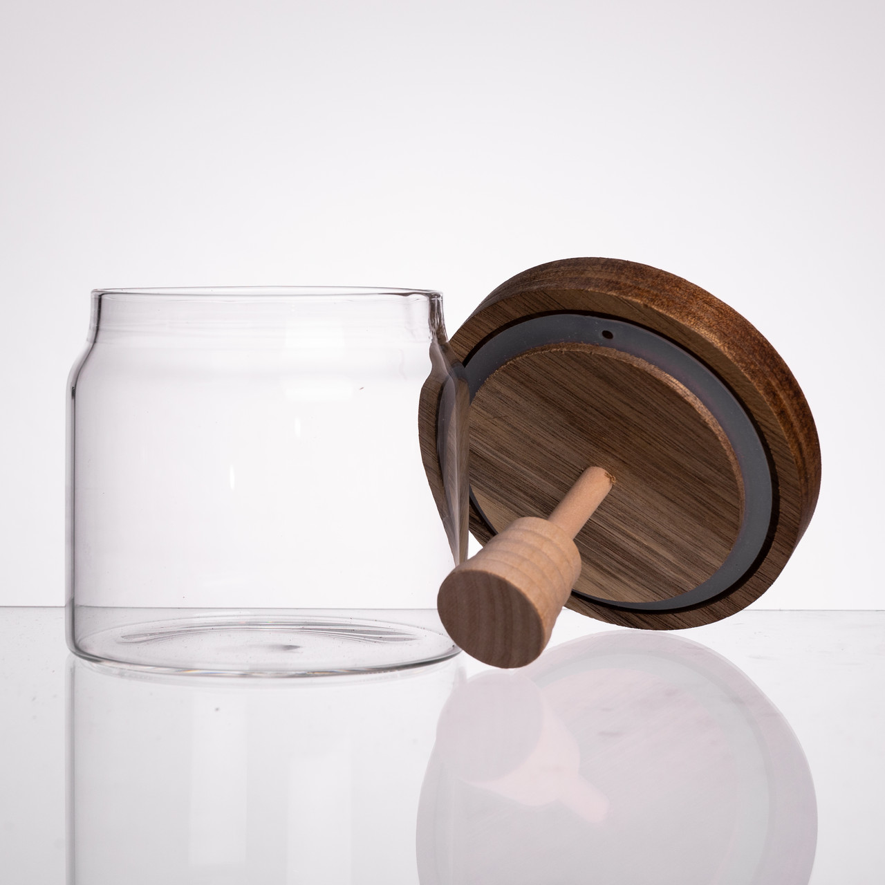 Медовниця скляна з кришкою та ложкою 400 (мл) медовниця баночка для зберігання меду 64486-1