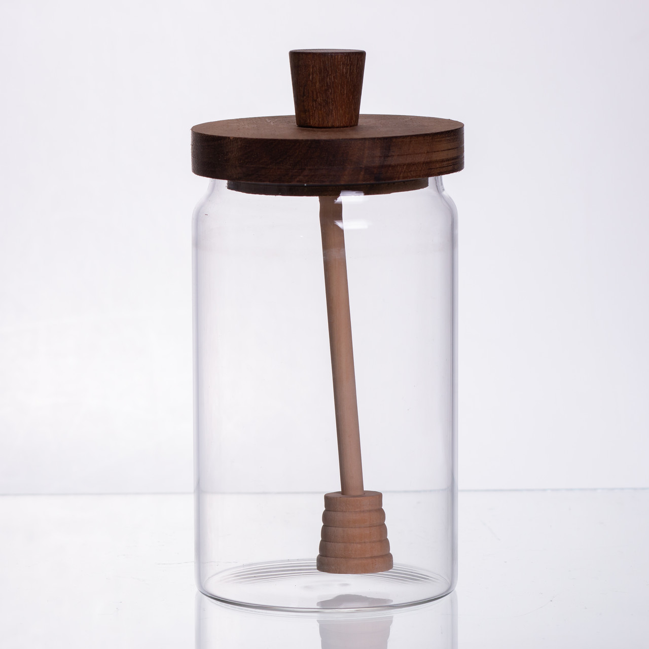 Медовниця скляна з кришкою та ложкою 900 (мл) медовниця баночка для зберігання меду 64486-3