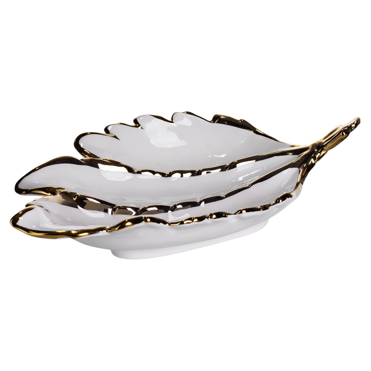 Менажниця порцелянова на 3 секції для закусок 40×25×7.5 (см) тарілка менажниця Білий із золотом ZBSY-16