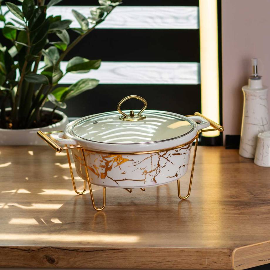 Марміт круглий 1,5 л порцелянаовий з підігрівом 31*24*18 см HP1038