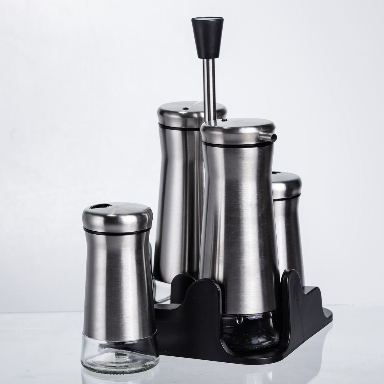 Набір баночок для спецій та рідких текстур 4 предмети на підставці, сталь HP-1346