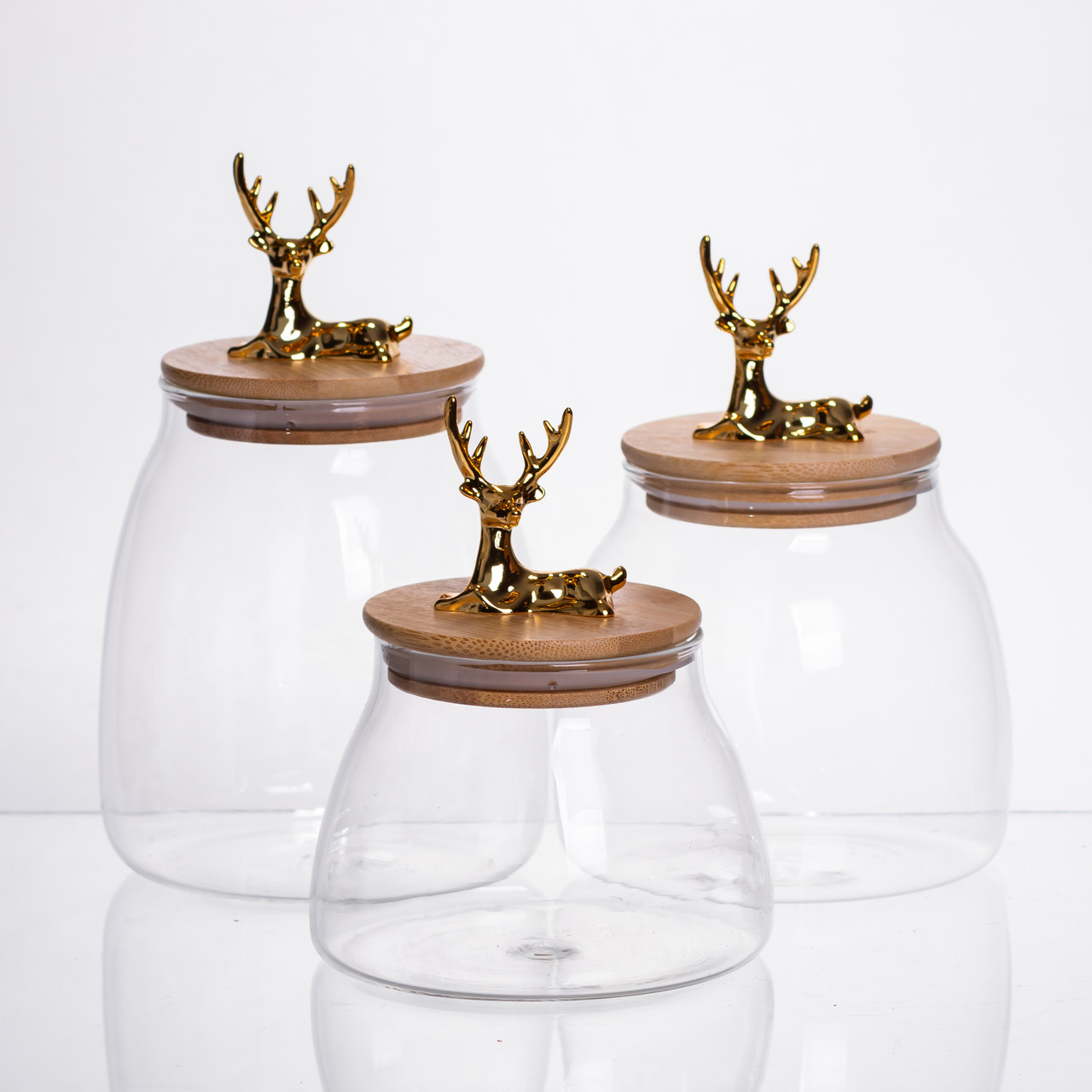 Набір банок для зберігання 3 штуки з бамбуковими кришками 0.5/08/1 л 64486-55