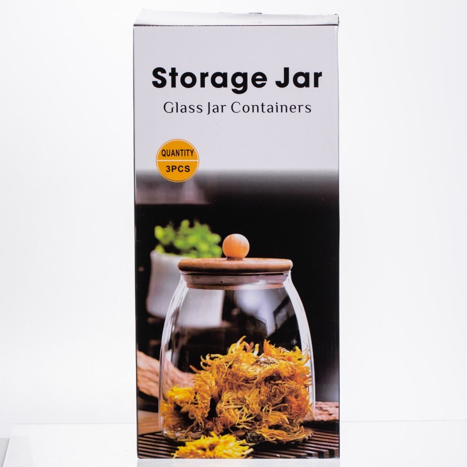 Набір банок для сипучих продуктів 3 штуки 0.5/0.8/1 л з бамбуковими кришками 64486-57