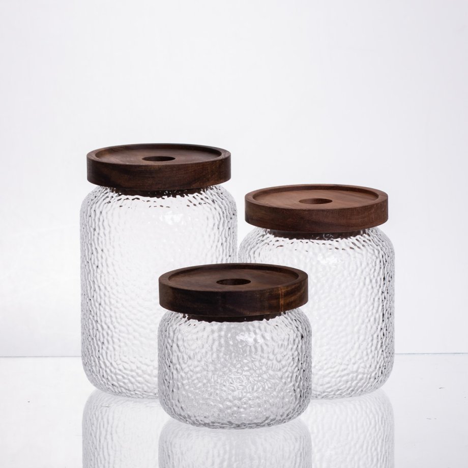 Набір банок для сипучих продуктів з бамбуковими кришками 400/600/800 мл 64486-11