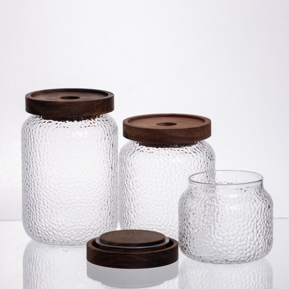 Набір банок для сипучих продуктів з бамбуковими кришками 400/600/800 мл 64486-11