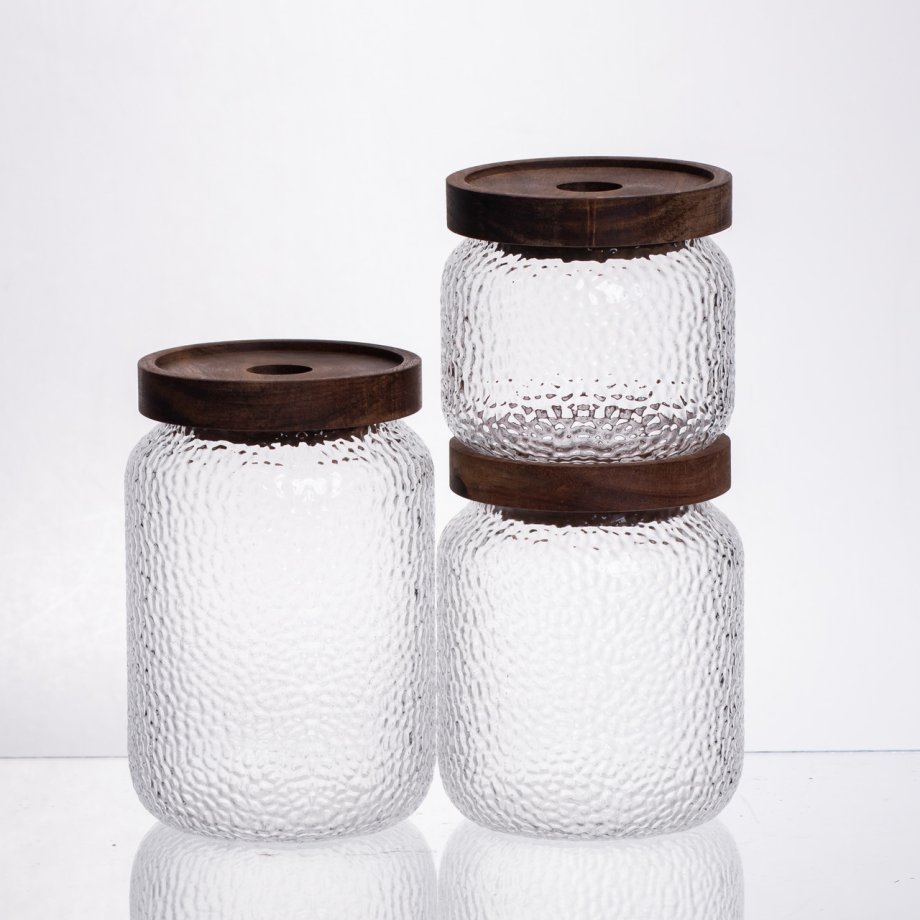 Набір банок для сипучих продуктів з бамбуковими кришками 400/600/800 мл 64486-11