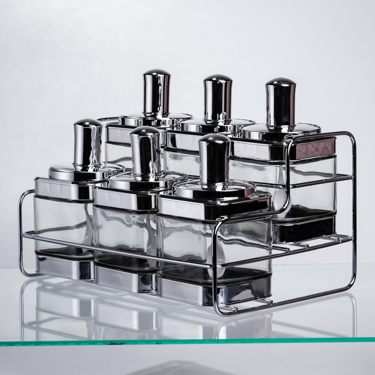 Набір банок для сипучих продуктів з ложкою 6 шт, хром HP-1341