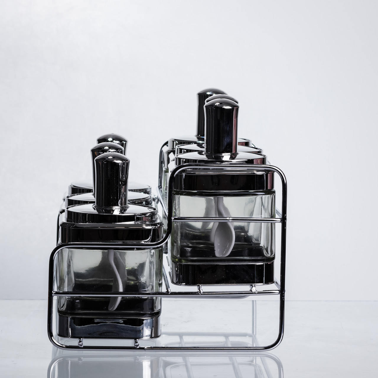 Набір банок для сипучих продуктів з ложкою 6 шт, хром HP-1341