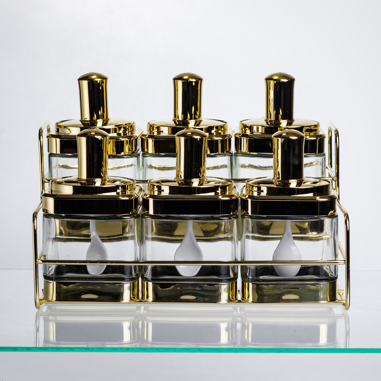 Набір банок для сипучих продуктів із ложкою 6 шт, золото HP-1337