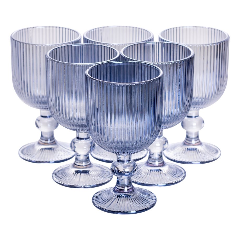 Набір келихів для вина 6 (шт) по келихи під вино 220 (мл) на ніжці келихи винні Блакитний HP-19-7114BL