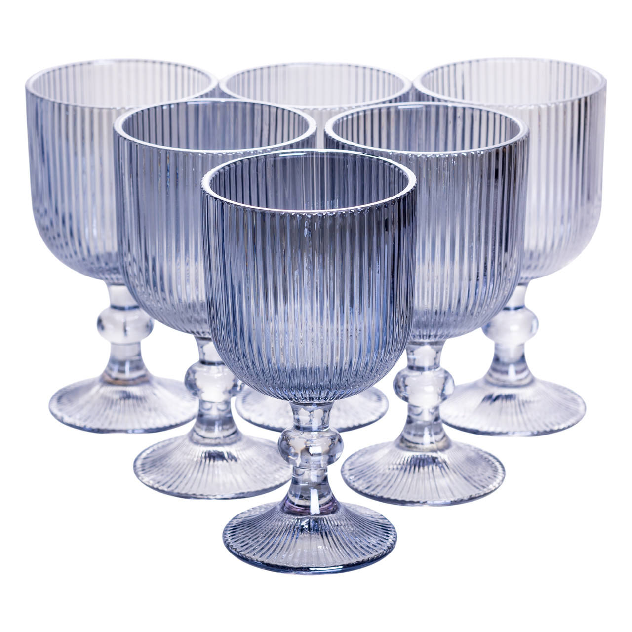 Набір келихів для вина 6 (шт) по келихи під вино 300 (мл) на ніжці келихи винні Блакитний HP7115BL